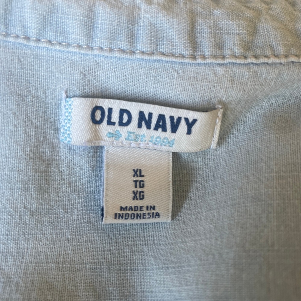 Old Navy Womens Preppy Minimalist Button Down Shirt Midi Dress XL Coastal Blue - Picture 3 of 11